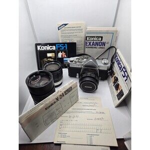 Konica Autoreflex T 35mm Film Camera Samigon 55mm From JAPAN 2x Addl Lens Flash